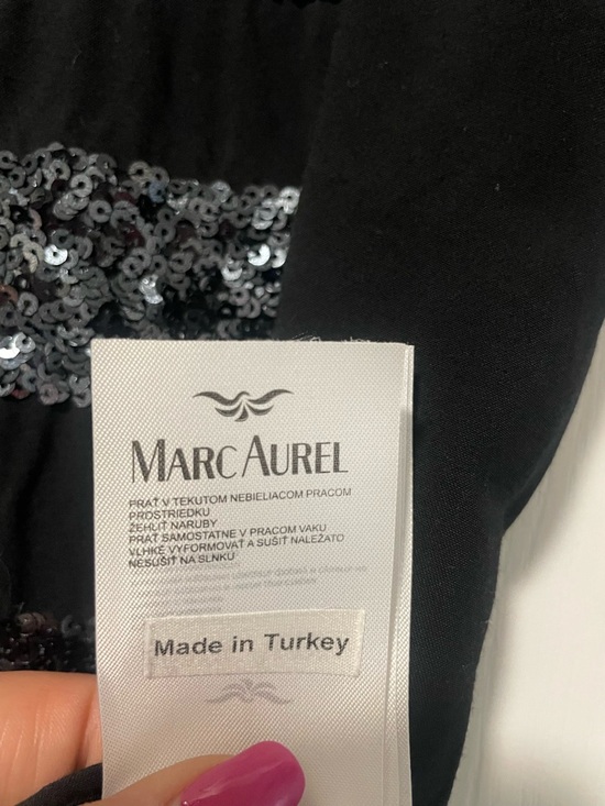 Marc Aurel Black Sequin Stripe Short Sleeve Tee - Picture 4 of 4